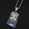 Collar de Moda Azul para Hombre con Colgante de Retrato de Cabello Azul, Estilo Nuevo Clásico, Hiphop, Tendencia, Venta al por Mayor