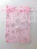 Bolsas de rede em estoque, bolsas de rede multicoloridas com flocos de neve, sacolas com cordão, bolsas de organza, sacolas transparentes para embalagem de presentes e joias