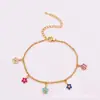 Pulsera Colgante Flor de Cuatro Hojas Incrustada con Micro Diamantes de Acero Inoxidable Cdd Accesorio de Moda para Mujer con Flores Pequeñas de Diamantes de Colores Pulsera Ajustable Fuente de Fábrica