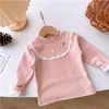 Roupas de outono e inverno para meninas: tops de segunda pele estilosos para bebês, designs modernos e exclusivos, estilo coreano, com forro de fleece, tecido espesso e acabamento em renda bordada