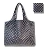 Nova grande bolsa de compras dobrável, bolsa quadrada de pano com flores, bolsa de compras portátil, bolsa tote dobrável