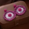 Brincos de Ráfia Girassol Artesanais Boêmios Personalidade Praiana Exagerados Grandes Flores Brincos Atacado