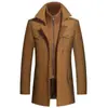 Nuevo Abrigo de Lana para Hombre Otoño e Invierno 2026 con Doble Cuello, Chaqueta Oversize, Chaqueta de Lana para Hombre