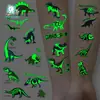 Pegatinas de Tatuaje de Dibujos Animados para Niños, Mundo de Dinosaurios Luminoso, Pegatinas Temporales Impermeables para Cara de Niños y Niñas, Stock Listo Transfronterizo