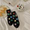 24 nuevos calcetines cortos de estilo japonés con carita sonriente para primavera y verano, calcetines retro blancos con letras para mujer, calcetines dopamina