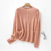 Cárdigan de punto de lana y terciopelo de estilo minimalista sin costuras para mujer, chaqueta ligera, top versátil y cálido de manga larga