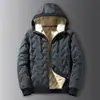 Frete Grátis Casaco de Algodão com Capuz para Homens, Jaqueta de Inverno Forrada com Fleece, Casaco de Algodão Quente, Casaco de Algodão Ultrassônico