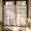 2026 Nuevas Cortinas de Café Translúcidas Estilo Francés Retro para Ventanas Salientes de Sala de Estar y Dormitorio, Cortinas Transparentes Listas para Usar con Malla de Encaje Floral con Espejo Redondo