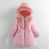 Jaqueta de algodão infantil, casaco acolchoado de inverno para meninas, comprimento médio com capuz, espessado, quente, roupa de algodão, SAMGAMI BABY