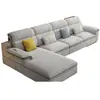 Sofá Nuevo de Tela Chenille de Algodón y Lino de Alta Gama Nórdica, Sofá Moderno Minimalista para Sala de Estar para Apartamentos Grandes y Pequeños, Sofá de Tela con Chaise Longue