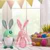 Muñeco sin rostro de Pascua transfronterizo, muñeco de conejo, decoraciones para fiestas en casa, vacaciones, adornos de gnomo de dibujos animados lindos
