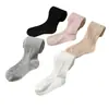Meias-calças femininas transfronteiriças, modelos de primavera e outono, para uso externo, com tranças laterais, design liso, meias de corpo inteiro para bebês, leggings infantis, atacado