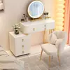 Tocador de Madera Maciza Dormitorio Moderno Simple Tocador de Pizarra Gabinete de Almacenamiento Espejo de Maquillaje Integrado Belleza y Elegante