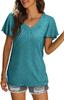 2023 Nuevo Verano Ropa Transfronteriza Europea y Americana Amazon Camiseta Casual de Mujer con Pliegues Cuello en V Mangas con Volantes