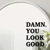 Adesivos de Espelho de Vidro Autoadesivos de Cura em Inglês Adesivos de Parede Ins Adesivos Decorativos para Mesa de Banheiro Espelho de Maquiagem BR0581C