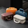 Caja de Cuero de Gama Alta Caja de Empaque para Juego de Té de Viaje al Aire Libre Caja de Regalo Vacía Caja de Almacenamiento de Gran Capacidad para Cosméticos Bolsa Portátil