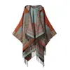 Chal de Punto Vintage con Borlas, Estilo Étnico Floral Colorido, con Capucha, para Mujer, para Viajes en Primavera y Otoño