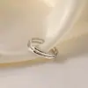 Anillo Cuadrado de Doble Capa para Mujer, Banda Lisa de Plata de Ley S925, Anillo para el Dedo Índice, Anillo de Cola de Lujo Ligero de Nicho, Anillo Abierto para el Dedo Índice