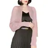 Xale de Malha Colorido Liso com Grade Moda Estilo Ocidental Pequena Peça de Sobrepor Feminina Elegante com Manga Longa Roupa de Verão Feminina