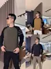Blusa Casual Pulôver Manga Raglan Marca Ins Tendência Camiseta Base Moletom Moda Outono 2025 Manga Longa para Homem