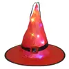 Sombrero LED de Halloween decoración de fiesta del festival de fantasmas sombrero de bruja brillante sombrero de brujo hechicero con cuerda de amarre sombrero de bruja