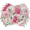 Venda quente transfronteiriça primavera e verão sub-floral linho jogo americano estampa digital isolante térmico retangular jogo americano ocidental toalha de mesa base para pratos atacado