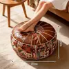 Otomana de almacenamiento de cuero estilo bohemio rellena de ropa vieja, funda de sofá para sala de estar y dormitorio, taburete de almacenamiento, caja de almacenamiento