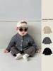 Terno de malha infantil primavera novo all-match menino twist retro suéter cardigan outono bebê calças casuais