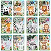 Adesivos de animais da selva, elefante, leão, adesivos infantis, caixa de presente de aniversário, adesivos, quebra-cabeça, adesivos de rosto de quebra-cabeça