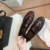 Mocasines Plegables Retro Británicos para Mujer, Zapatos Pequeños de Cuero Versátiles Slip-on para el Commuter Perezoso, Zapatos de Tacón Grueso