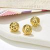 Pulseira Colar de Liga Metálica Dourada Retro com Recorte Redondo Esfera 8-9mm Contas Perfuradas Acessórios para Joias DIY Contas com Furo Reto