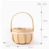 Bolso de mano tejido de imitación de ratán cesta de flores tejida de imitación de ratán bolso de mano de imitación de ratán tejido de ratán creativo pastoral arte floral cesta para arreglos florales tejido de bambú cesta de flores