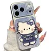 Funda de Teléfono de Gato de Mezclilla Compatible con iPhone 16 Pro Max Funda de Teléfono Apple 17 Galvanizada Cambio Instantáneo Funda Suave Protección