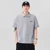 Danpaoni marca de moda americana casual folgada camisa POLO masculina cityboy verão nova gola manga de cinco pontas top