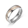 Modelo Novo Mais Vendido Transfronteiriço Anéis de Casal em Aço Inoxidável Cravejados com Diamantes Transfronteiriços 6mm Cor de Aço Rose Gold Esférico
