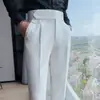 Calça Cropped Masculina Primavera e Verão Fina Reta Solta Anti-Amassar Business Caída Slim-Fit Calças para Homem
