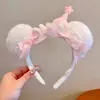 Urso Sorvete Bola de Pelo Fofa Faixa de Cabelo com Laço de Renda Divertido para Crianças Acessórios de Cabelo Sem Pressão