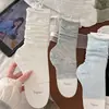 Calcetines de Baloncesto para Mujer Estilo 2026, Calentadores de Pierna Largos de Punto Liso Delgado con Borde Enrollado, Calcetines de Tubo Largo Holgados al por Mayor