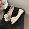 Nuevos Mocasines de Tacón Bajo con Estampado Floral y Punta Cuadrada, Diseño de Calzado sin Cordones Poco Profundo, Estilo Francés para Primavera y Verano, Elegantes y Delicados Zapatos de Noche 2026