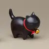 Peça de Mão Gato Tsundere Esculpido em Sândalo Verde com Costas Arqueadas, Hipopótamo Pequeno, Mesa de Sala de Estar, Escritório Decoração para Casa Presente