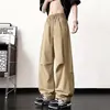 Pantalones utilitarios verde militar para hombre, pantalones anchos holgados de estilo retro americano para otoño, pantalones casuales de marca de moda para adolescentes