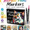 Caneta marcadora acrílica de ponta dupla, conjunto com 72 cores, caneta de pintura à prova d'água à base de água de ponta dupla, suprimentos para arte graffiti DIY atacado
