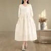 3590 Vestido de Fada Artístico Feminino com Bordado Pesado, Vestido Longo de Alto Padrão Estilo Francês, Elegante Vestido Branco