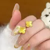 Brincos de Osmanthus com Agulha de Cobre, Brilhantes e Luxuosos, Estilo Simples Banhado a Ouro, Brincos Femininos Versáteis de Alta Qualidade, Disponível para Dropshipping