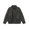 Yidao Vintage 2025 Otoño Nuevo Retro Americano Holgado Cuello Alto Chaqueta de Trabajo Marca de Tendencia para Hombre Abrigo Harrington
