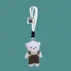 Macacão Fofo Urso Rosa Coelho Desenho Animado Boneca Pingente de Mochila Casal Chaveiro de Pelúcia Pequeno Presente