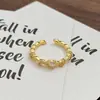 Anel Minimalista Vintage Liso Estreito Francês Retrô Escovado Geométrico Irregular Personalidade Anel para Mulheres