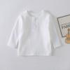 Roupa de Outono com Listras no Peito para Menina Camiseta Básica para Bebê Roupa de Outono Camiseta Top para Menina Roupa de Algodão para Bebê