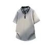 Camisa Polo Color Block Estilo Americano com Toque Fresco, Manga Curta de Verão Masculina de Alta Qualidade Resistente Ombro Caído Solta Secagem Rápida Camiseta