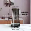 Vaso de Vidro Estilo Europeu com Base Floral, Boca Larga, Acabamento Dourado e Listras Verticais, Ornamento Decorativo Criativo para Plantas Hidropônicas em Casa